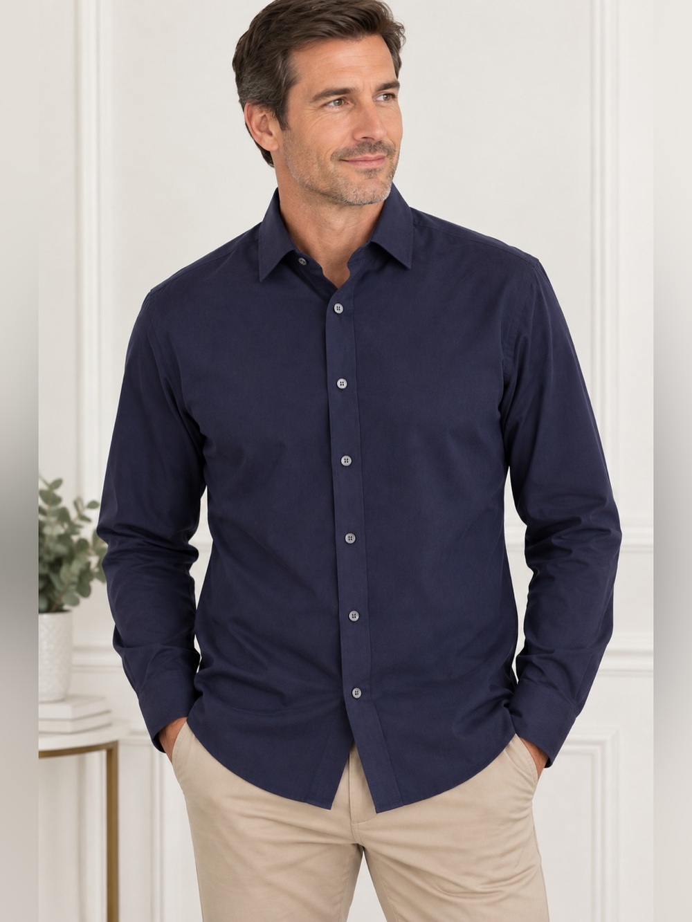 Banana Republic Men's Dark Navy Button-Down Dress Shirt